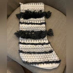 Max Studio boho-style Christmas stocking textured fringe